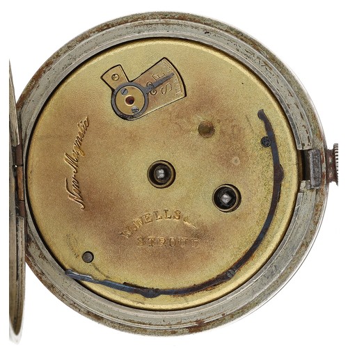 368 - Swiss nickel cased lever pocket watch, three quarter plate movement with compensated balance and reg... 