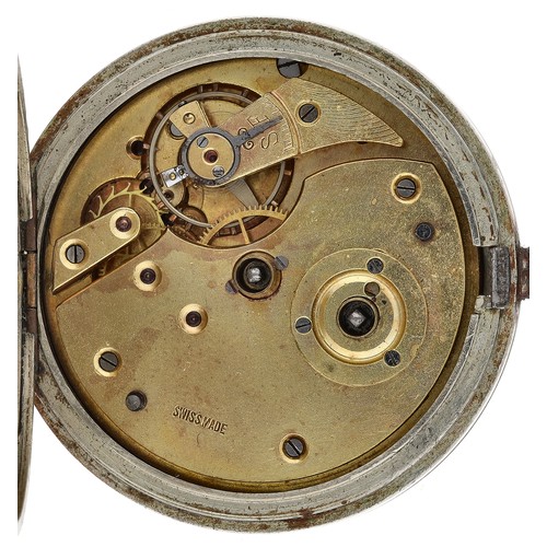 368 - Swiss nickel cased lever pocket watch, three quarter plate movement with compensated balance and reg... 