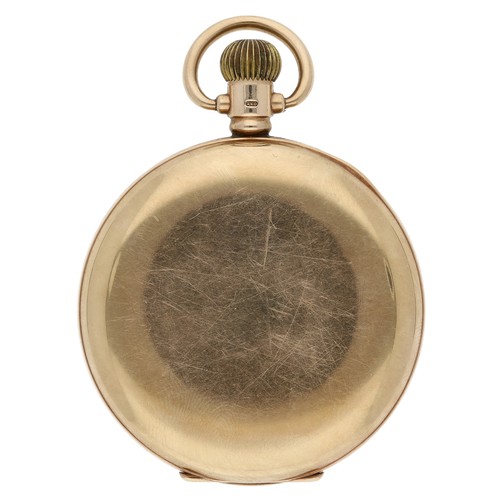 400 - Swiss 9ct hunter lever pocket watch, Birmingham 1926. 17 jewel movement branded 'The Semloch Lever',... 