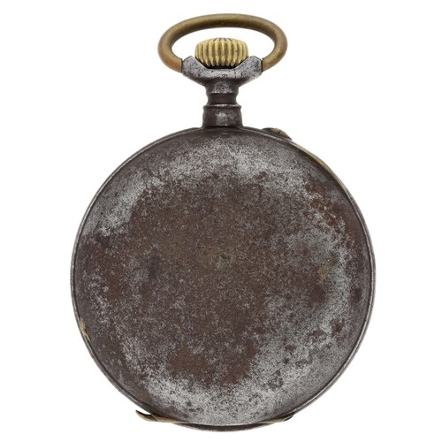 401 - Swiss gunmetal calendar cylinder pocket watch, bar movement with gilt three arm balance and regulato... 