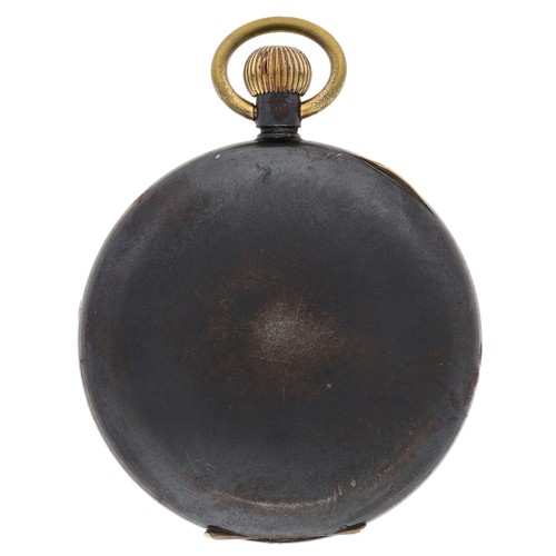 408 - Swiss quarter repeating gunmetal lever pocket watch, frosted movement with hammer striking a gong, c... 