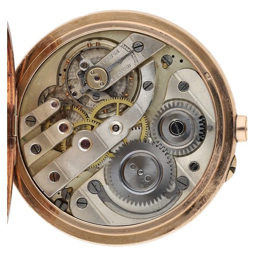409 - Swiss 14ct calendar lever pocket watch, bar movement with compensated balance and regulator, metal c... 