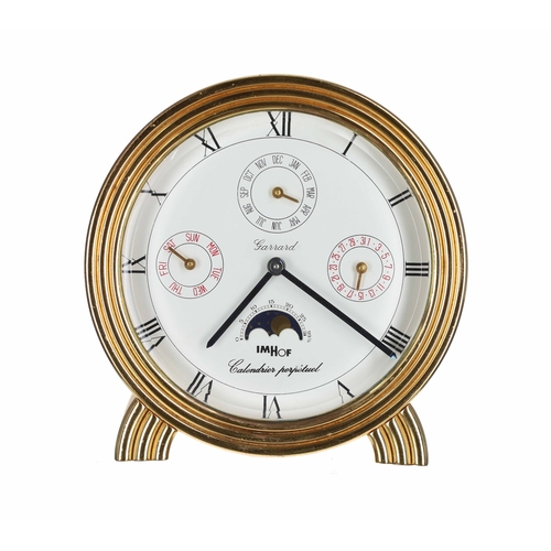 1157 - IMHOF perpetual calendar desk timepiece retailed by Garrard, the 4