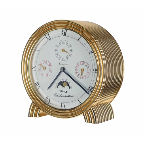 1157 - IMHOF perpetual calendar desk timepiece retailed by Garrard, the 4