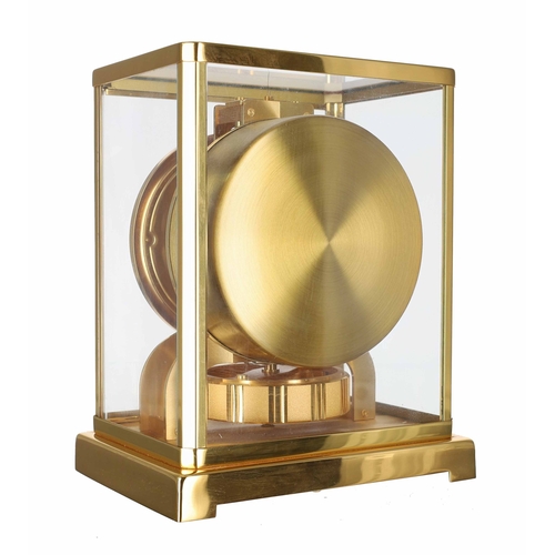 1225 - Jaeger Le-Coultre Atmos clock, white chapter ring with gilt Arabic numerals, the movement with maker... 