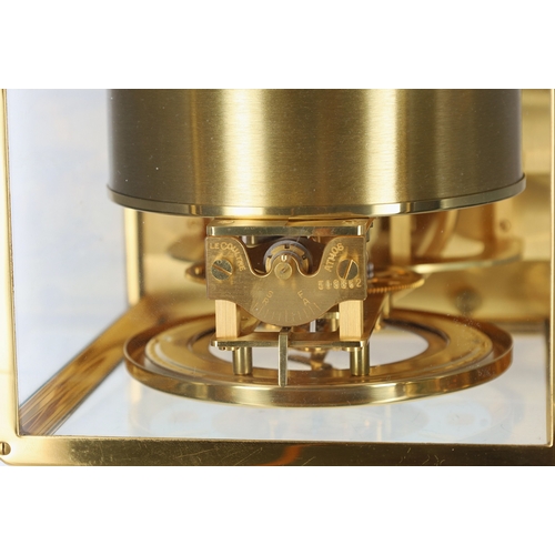 1225 - Jaeger Le-Coultre Atmos clock, white chapter ring with gilt Arabic numerals, the movement with maker... 