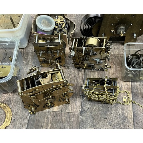 Assorted clock movements and components for spares/repairs; including ...