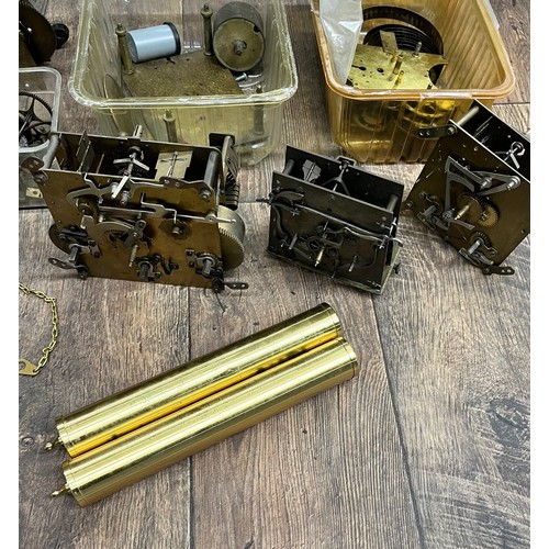 Assorted clock movements and components for spares/repairs; including ...