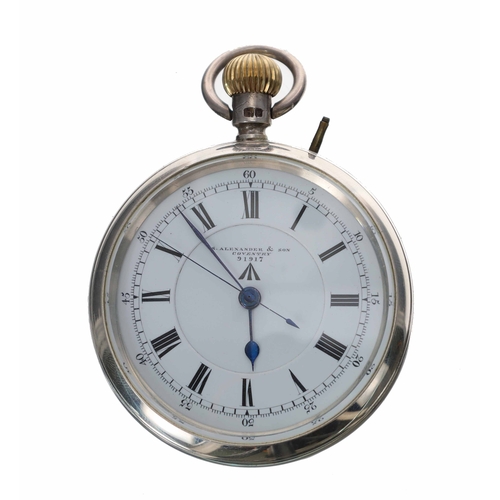 1045 - S. Alexander & Son, Coventry Military issue silver deck watch, No. 91917, London 1915, signed th... 