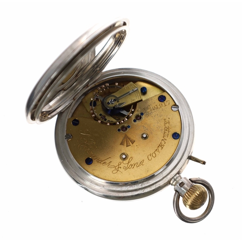 1045 - S. Alexander & Son, Coventry Military issue silver deck watch, No. 91917, London 1915, signed th... 