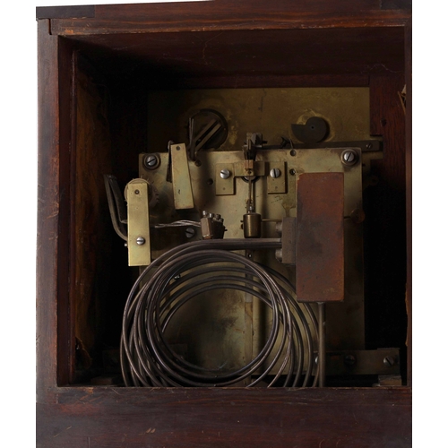 1226 - Winterhalder & Hofmeier late 19th century walnut three train mantel clock, the 6.5