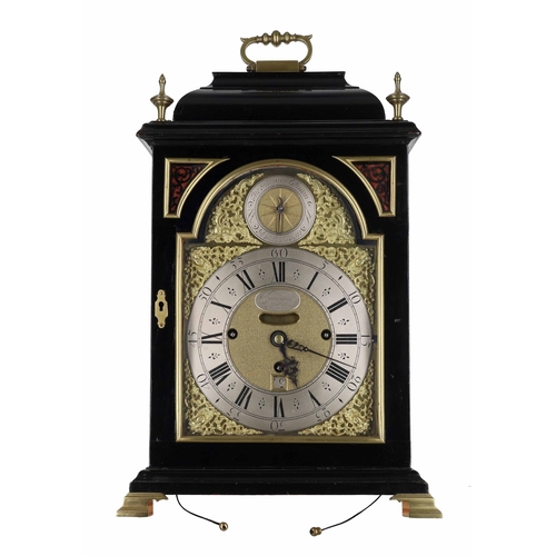 1228 - Nicholas Lambert, London - Fine and rare 18th century two tune musical ebonised table clock, signed ... 
