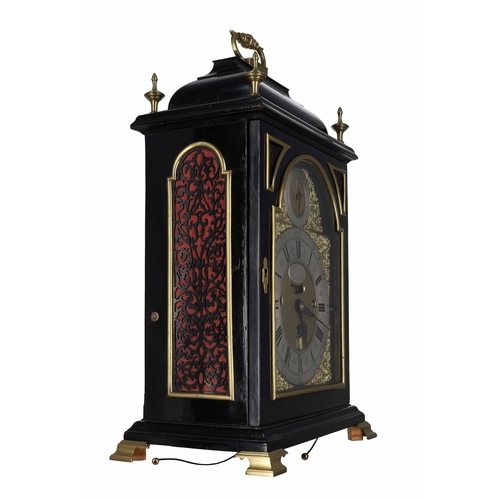 1228 - Nicholas Lambert, London - Fine and rare 18th century two tune musical ebonised table clock, signed ... 
