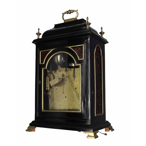 1228 - Nicholas Lambert, London - Fine and rare 18th century two tune musical ebonised table clock, signed ... 