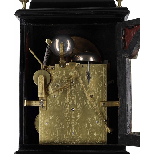 1228 - Nicholas Lambert, London - Fine and rare 18th century two tune musical ebonised table clock, signed ... 