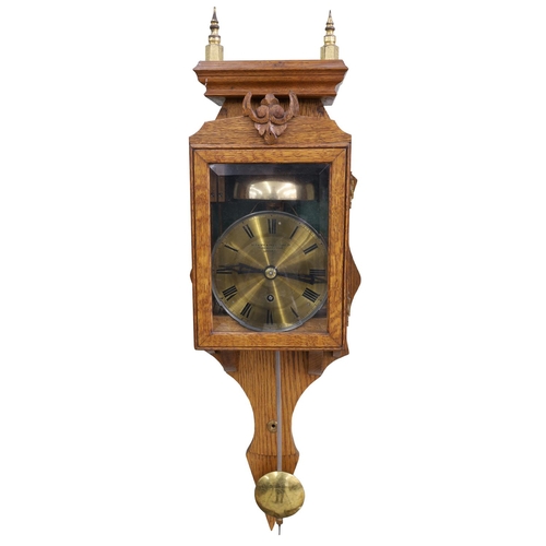 1247 - Oak single fusee wall clock, the 5.5