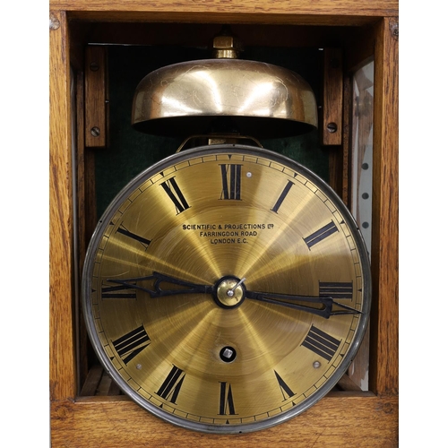 1247 - Oak single fusee wall clock, the 5.5