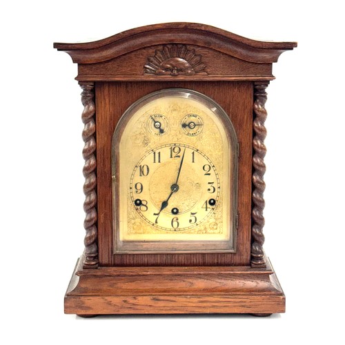 1183 - Early 20th century oak mantel clock,  the 6