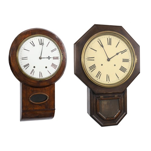 1249 - Two American two train wall clocks (2) (one at fault) 