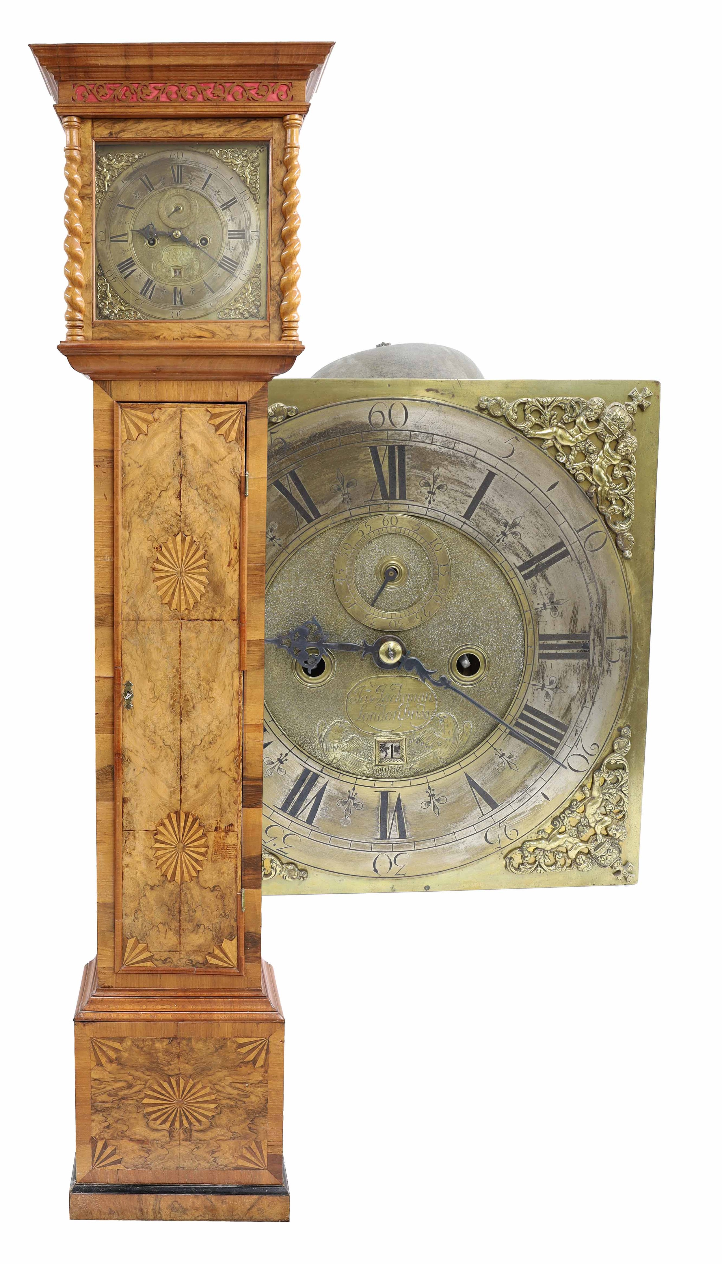 English walnut and marquetry eight-day longcase clock, signed Jose ...