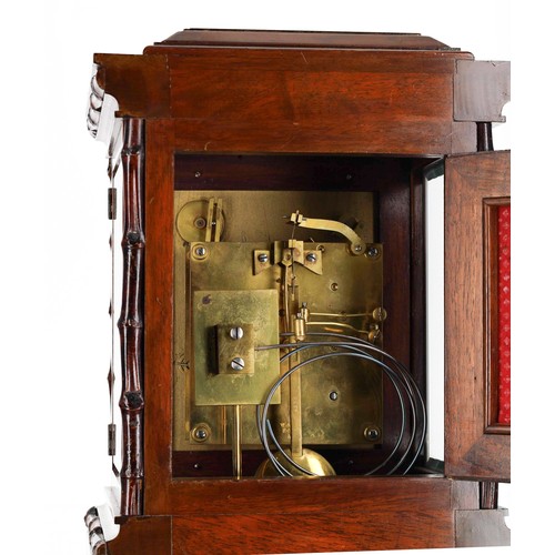 1227 - Winterhalder & Hofmeier mahogany four glass chiming mantel clock, the 6