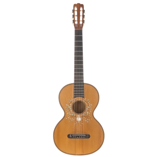 2271 - 19th century Jerome Thibouville-Lamy guitar, made in France; Back and sides: birds eye maple, bindin... 