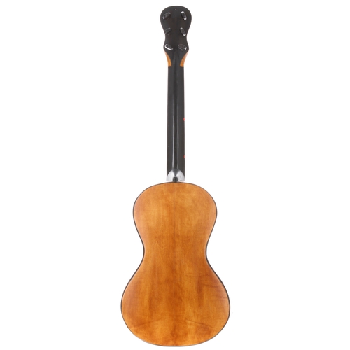2273 - Late 19th century Mirecourt guitar, labelled N. Rigondeau, 1822; Back and sides: maple, refinished; ... 