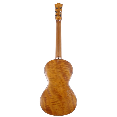 2284 - Antique guitar by Francois Roudhloff, circa 1825; Back and sides: figured maple, light wear and mark... 