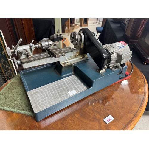 1380 - Cowells 90CW clockmaker's lathe, with electric motor and accessories, 19