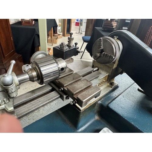 1380 - Cowells 90CW clockmaker's lathe, with electric motor and accessories, 19