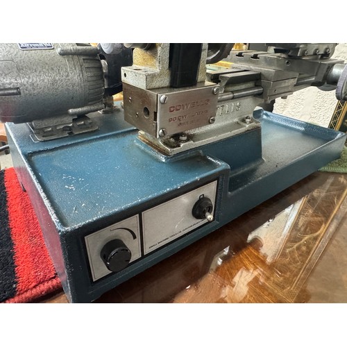 1380 - Cowells 90CW clockmaker's lathe, with electric motor and accessories, 19