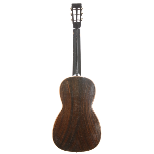 2266 - 19th century European guitar; Back and sides: faux rosewood painted back and sides, scratches and we... 