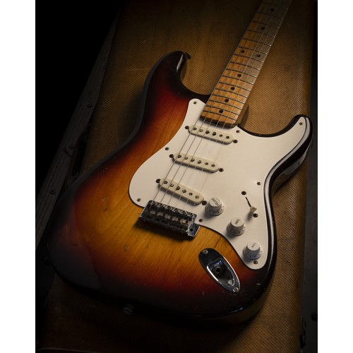 6 - 1959 Fender Stratocaster electric guitar, made in USA; Body: three-tone sunburst finished alder, som... 