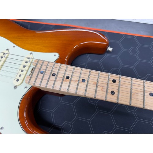 1 - 2018 Fender American Elite Stratocaster electric guitar, made in USA; Body: tobacco sunburst finishe... 