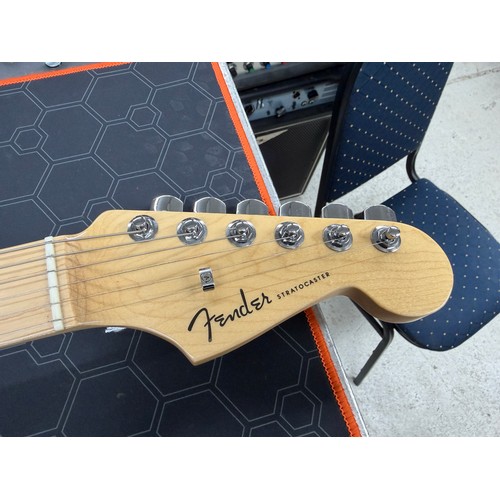 1 - 2018 Fender American Elite Stratocaster electric guitar, made in USA; Body: tobacco sunburst finishe... 