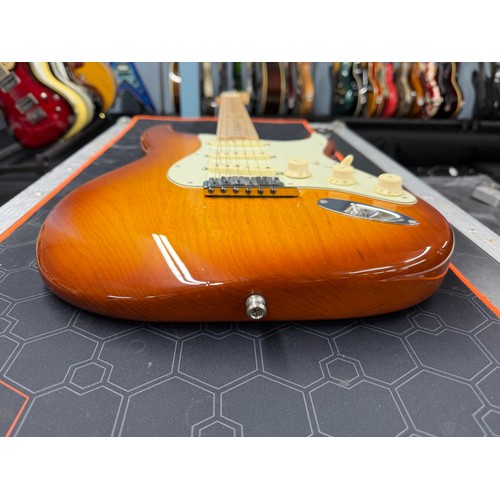 1 - 2018 Fender American Elite Stratocaster electric guitar, made in USA; Body: tobacco sunburst finishe... 