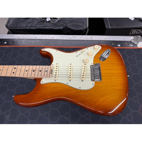 1 - 2018 Fender American Elite Stratocaster electric guitar, made in USA; Body: tobacco sunburst finishe... 