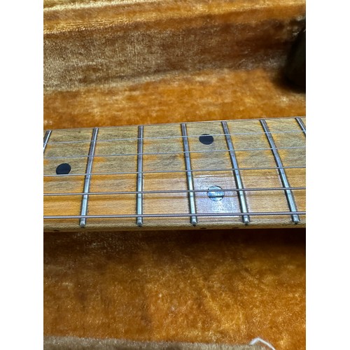 6 - 1959 Fender Stratocaster electric guitar, made in USA; Body: three-tone sunburst finished alder, som... 