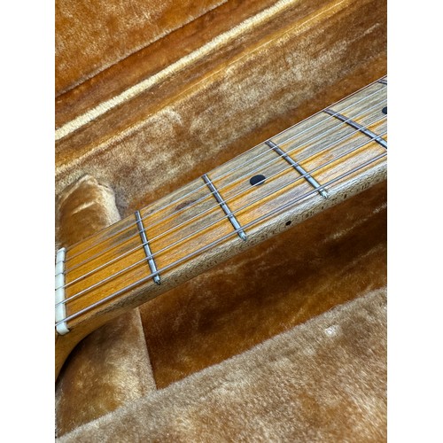 6 - 1959 Fender Stratocaster electric guitar, made in USA; Body: three-tone sunburst finished alder, som... 