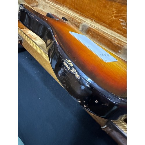 6 - 1959 Fender Stratocaster electric guitar, made in USA; Body: three-tone sunburst finished alder, som... 