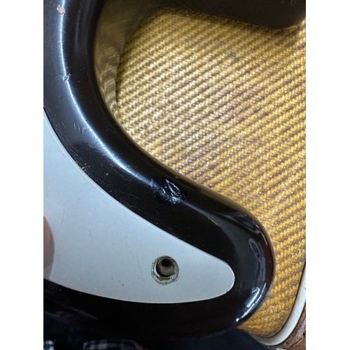 6 - 1959 Fender Stratocaster electric guitar, made in USA; Body: three-tone sunburst finished alder, som... 