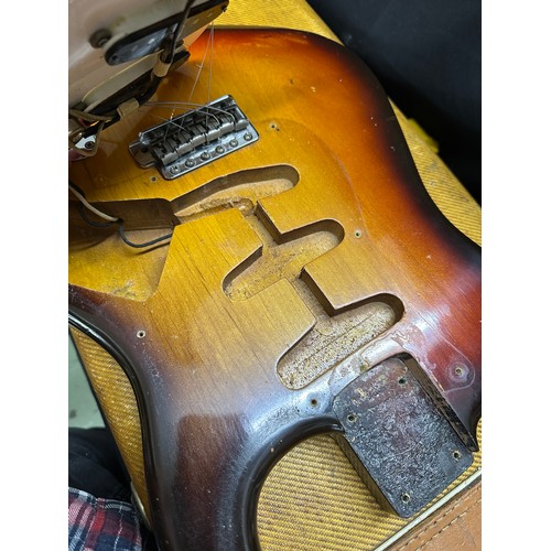 6 - 1959 Fender Stratocaster electric guitar, made in USA; Body: three-tone sunburst finished alder, som... 