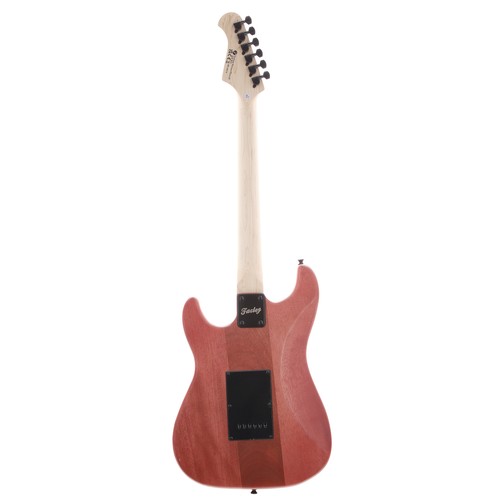 884 - Fazley Outlaw Series Sheriff HH S-type electric guitar, transparent red finish, with Fazley branded ... 