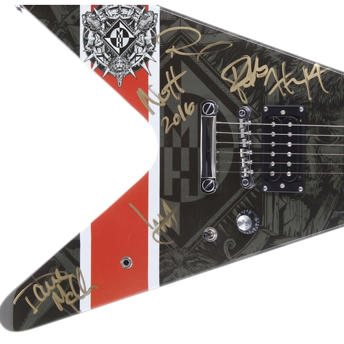 381 - Machine Head - autographed 2014 Epiphone Machine Head Bloodstone and Diamonds Flying V electric guit... 