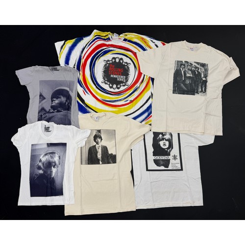 194 - The Rolling Stones - Six rare T-shirts, each printed with iconic images of The Rolling Stones from t... 
