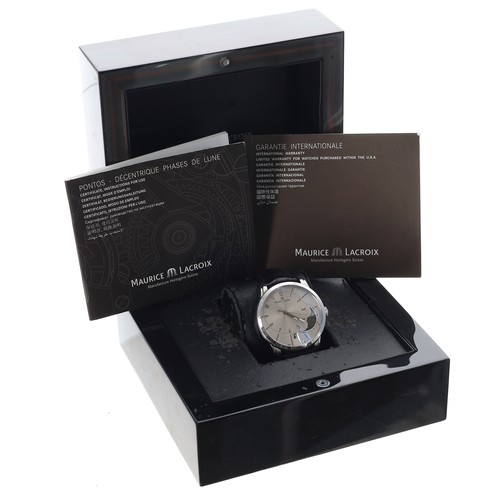 13 - Maurice Lacroix Pontos Décentrique Phases De Lune automatic stainless steel gentleman's wristwatch, ... 