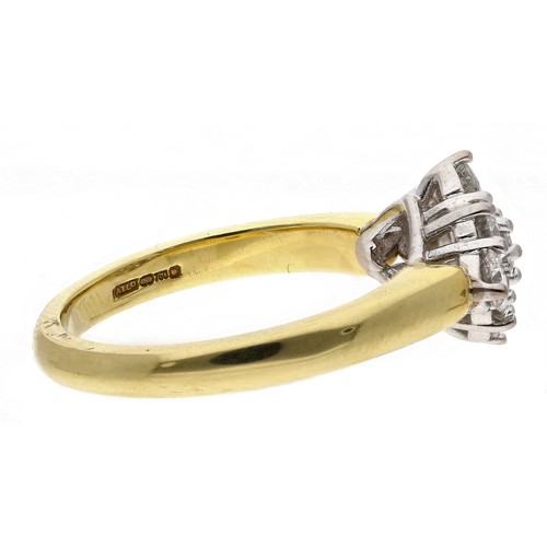 50 - Attractive 18ct diamond nine stone cluster ring, round brilliant-cuts, 1.00ct approx in total, clari... 