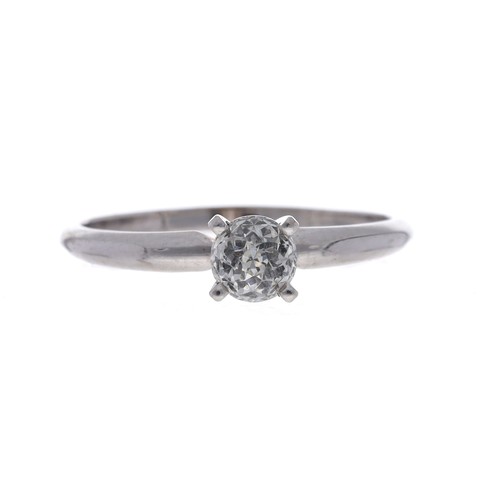 24 - Certified modern 14ct white gold 'crown of light' solitaire diamond ring, 0.57ct, clarity SI2, colou... 