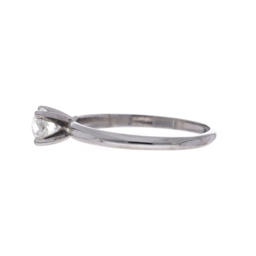 24 - Certified modern 14ct white gold 'crown of light' solitaire diamond ring, 0.57ct, clarity SI2, colou... 