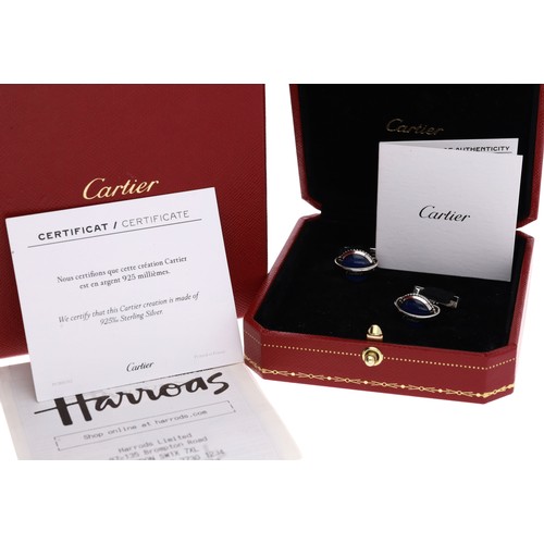 31 - Cartier Ballon Bleu silver and blue spinel cufflinks, signed and numbered 1221xx, 17mm x 14mm, 19.1g... 